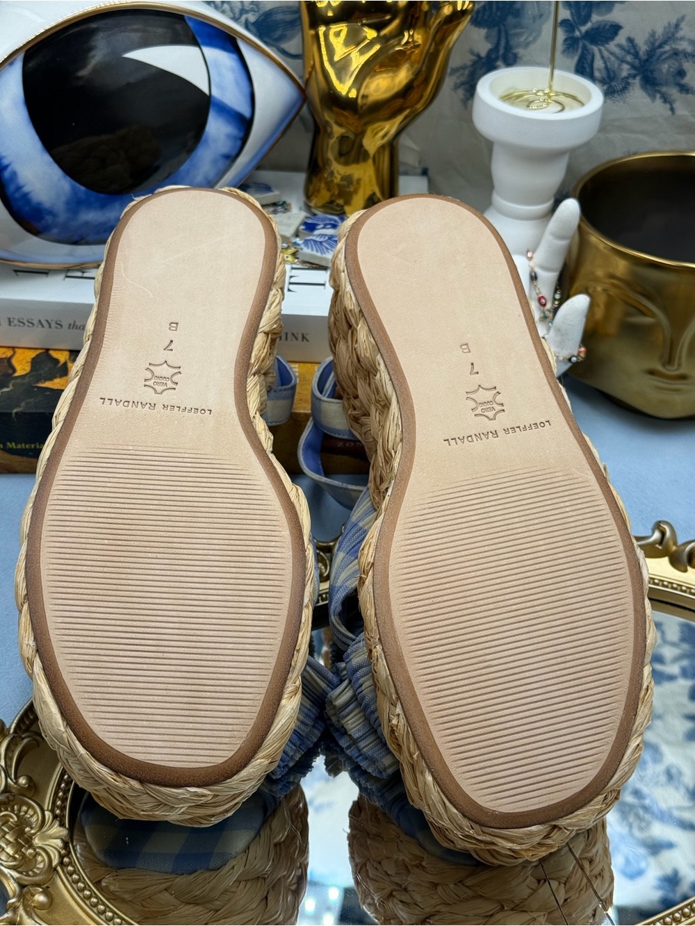 🆕 LOEFFLER RANDALL 🧿 NWOB Gaby Espadrille Sandals, Blue Gingham - Sz 7 - Picture 15 of 16